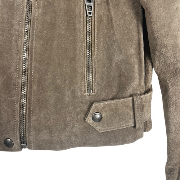 BLANK NYC Light Taupe Suede Bomber Biker Jacket with silver zippers Large - Picture 7 of 10